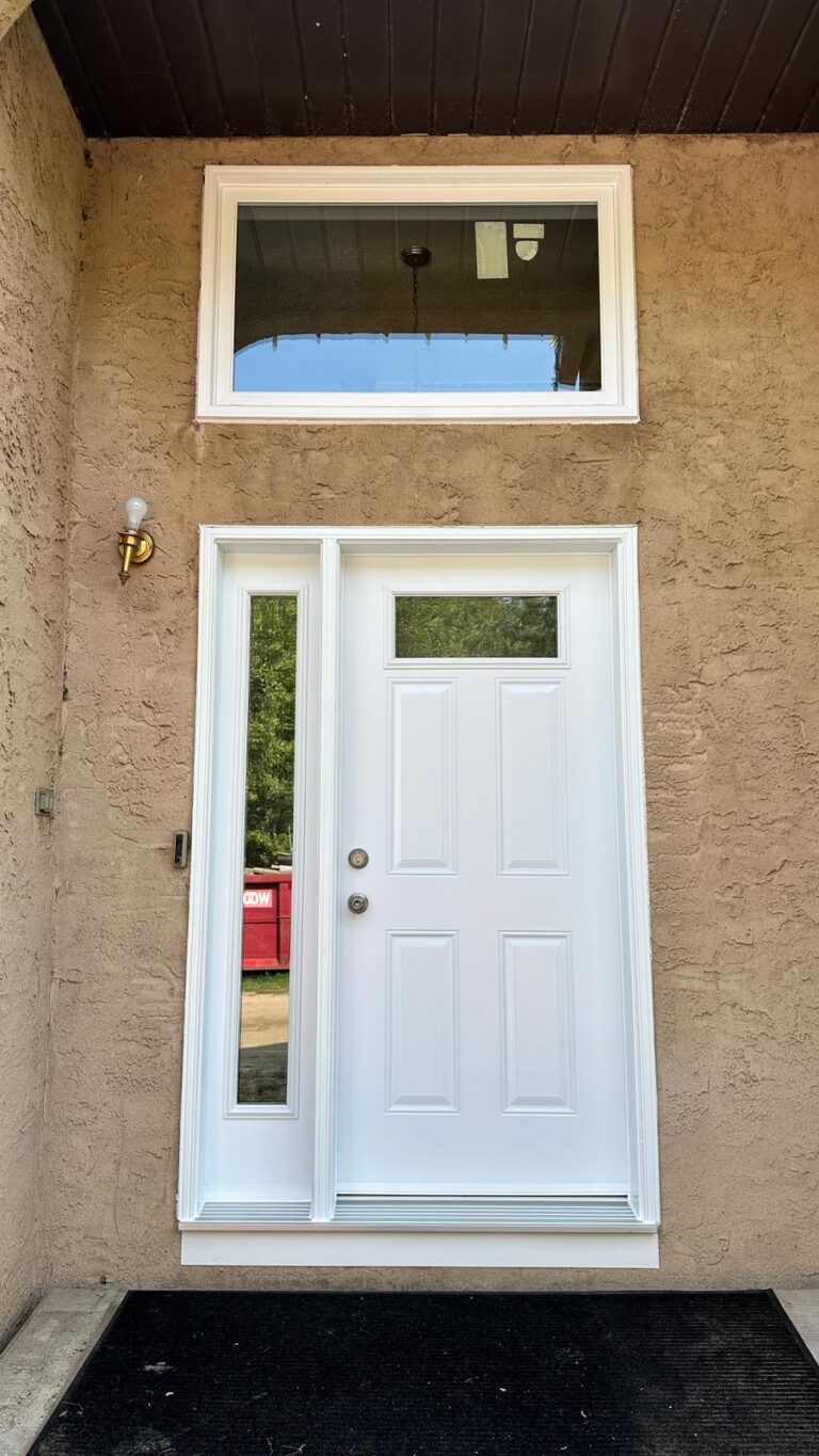 White Front Door with Window Replacement