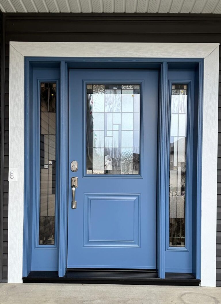 Blue Door with Side Lights Installation
